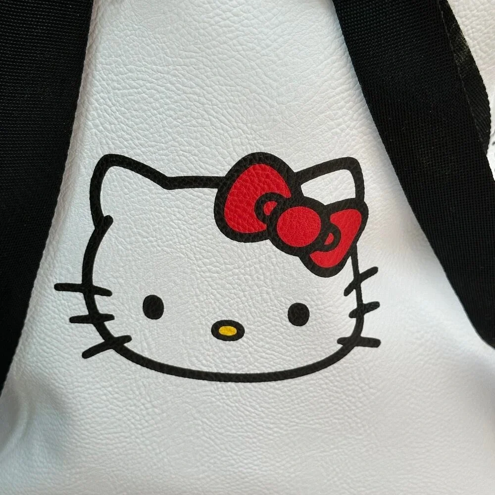 Hello Kitty Mini Backpack White Red Bow Faux Leather Sanrio 10" - Picture 7 of 16